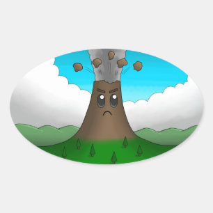 Sticker Ovale Volcan en colère