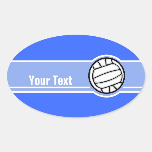 Sticker Ovale Volley-ball ; Bleu (Devant)