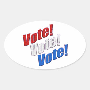 Sticker Ovale Vote Vote Vote Vote ! patriotique Red White & Blue