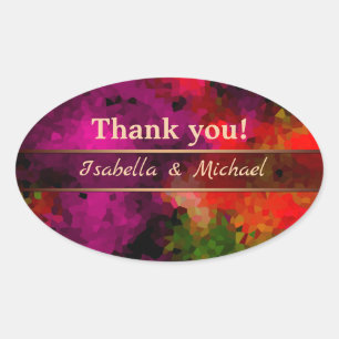 Sticker Ovale Votre nom, personnalisation, initiales, abstrait