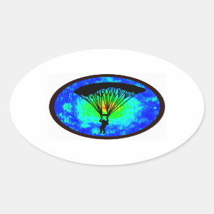 STICKER OVALE VUE DE LA TERRE DE PARACHUTISME