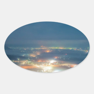 Sticker Ovale Vue Nocturne Mer Nocturne Des Nuages Japon Kumamot