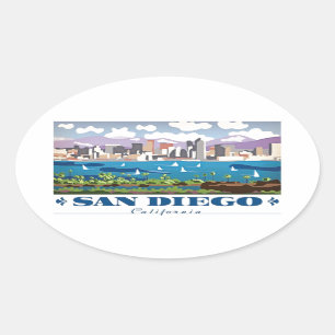 Sticker Ovale Vue panoramique de San Diego