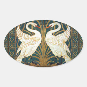 Sticker Ovale Walter Crane Swan