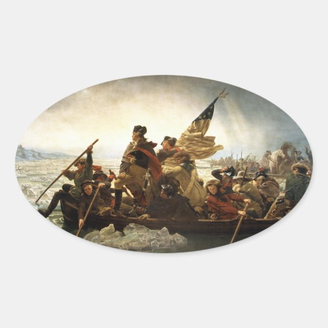 Sticker Ovale Washington Crossing the Delaware - 1851 (Devant)
