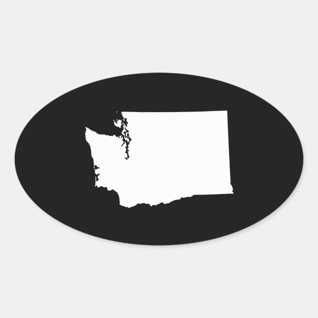 Sticker Ovale Washington en blanc et noir (Devant)