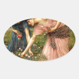 Sticker Ovale Waterhouse-cueillez_les_roses-1909.
