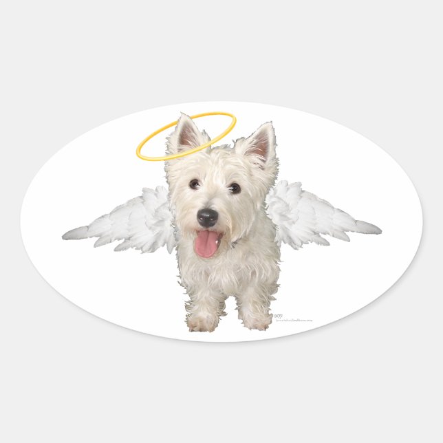 Sticker Ovale Westie Guardian Angels (Devant)