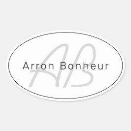 Sticker Ovale White Grey et Black | Cool Name & Monogram