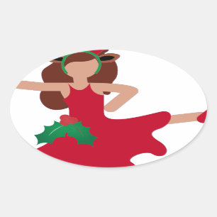 Sticker Ovale xmas flamenco danseur émoji