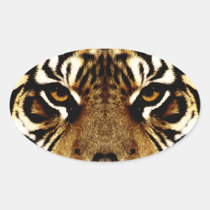 Sticker Ovale Yeux d'un tigre