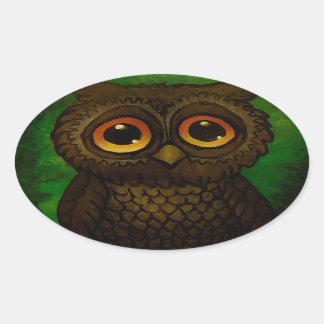 Sticker Ovale Yeux tristes de hibou