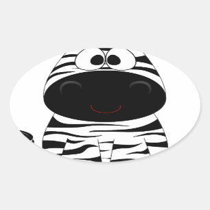 Sticker Ovale Zèbre Animal Mignon Rayures Jungle Safari Fantaisi