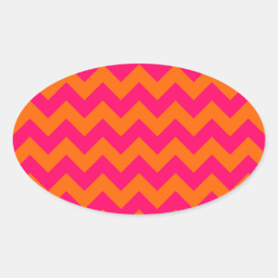 Sticker Ovale Zigzag orange et rose