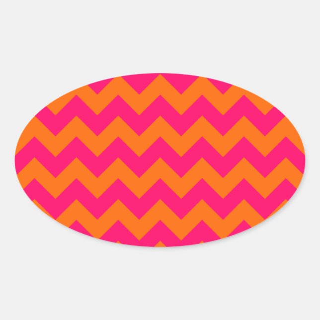 Sticker Ovale Zigzag orange et rose (Devant)