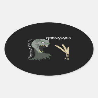 Sticker Ovale Zombie végétarien veut des grands !