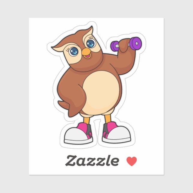 Sticker Owl Fitness Dumbbell (Feuille)
