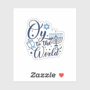 Sticker Oy to the World Hanoukka Juif Drôle