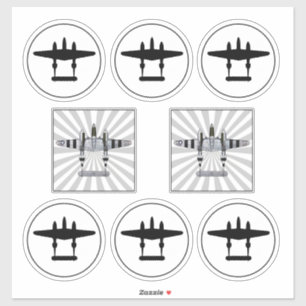 Sticker P-38 D-Day Stripes & Silhouette Vinyle Peelable