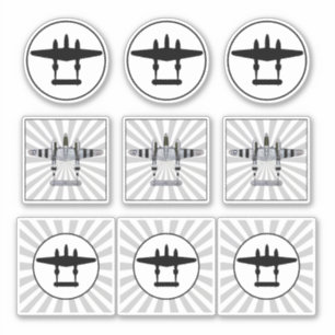 Sticker P-38 D-Day Stripes & Silhouette Vinyle Peelable