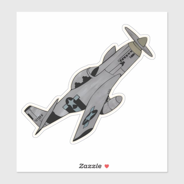Sticker P-51 Mustang, Avion de chasse 2ÈME GUERRE MONDIALE (Feuille)