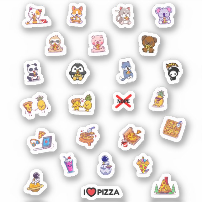 Sticker Pack d'ananas animal pour astronaute de pizza Cute (Devant)