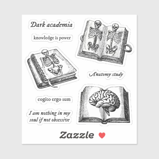 Sticker Pack d'anatomie universitaire sombre (Feuille)