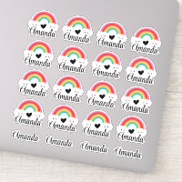 Pack d'autocollants Coeur arc-en-ciel mignon
