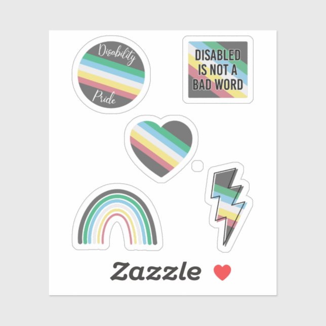 Sticker Pack d'autocollants de la Fierté Handicap, Anti-Ab (Feuille)