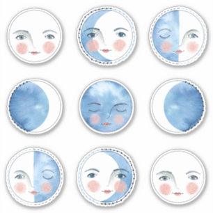 Sticker Pack d'autocollants de phases lunaires fantaisiste