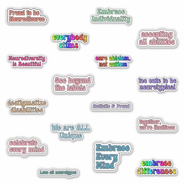 Sticker Pack d'autocollants de sensibilisation à la neurod (Devant)
