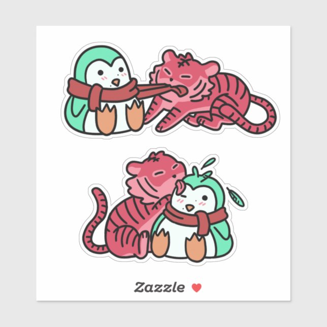 Sticker Pack d'autocollants de tigre de fraise et de pingo (Feuille)