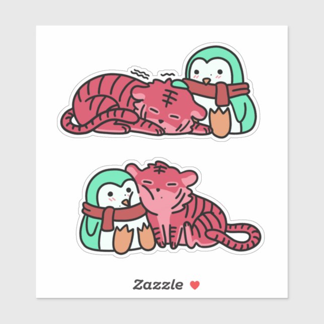 Sticker Pack d'autocollants de tigre de fraise et de pingo (Feuille)