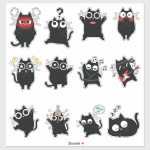 Sticker Pack d'autocollants d'expressions de chat noir mig