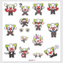 Pack d'autocollants d'expressions de clown mignon