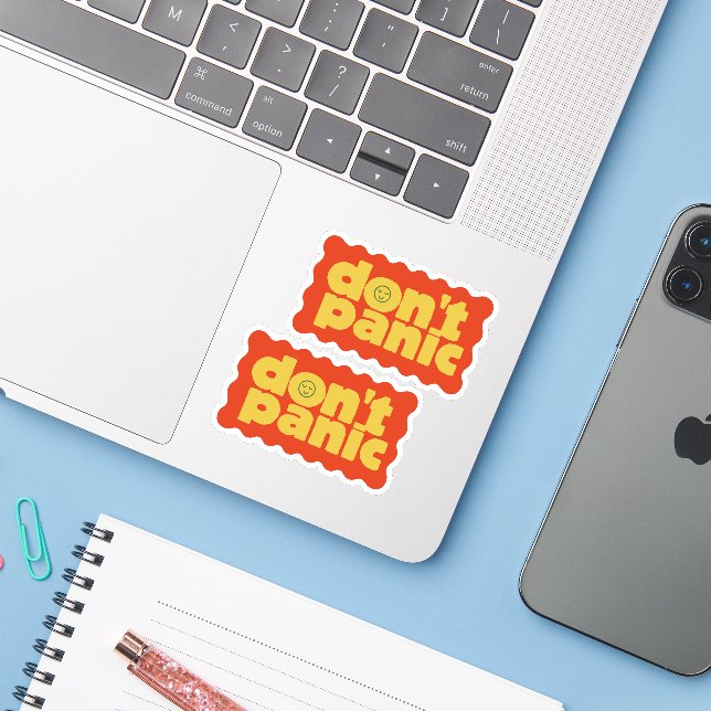 Sticker Pack d'autocollants Don't Panic (Ordinateur portable avec iPhone)