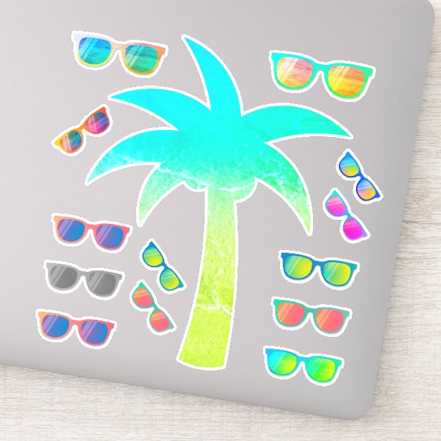 Sticker Pack d'autocollants Palm Tree et Lunettes de solei (Détail)