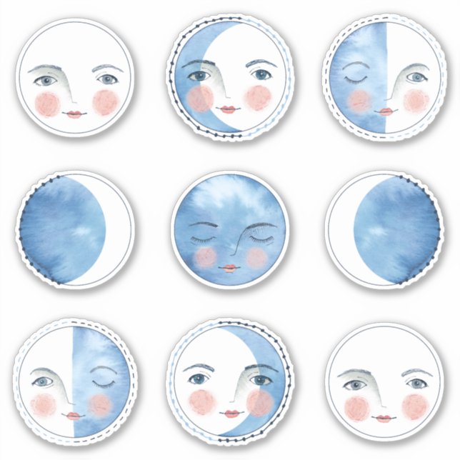 Sticker Pack d'autocollants Phases de Lune Fantaisistes (Devant)