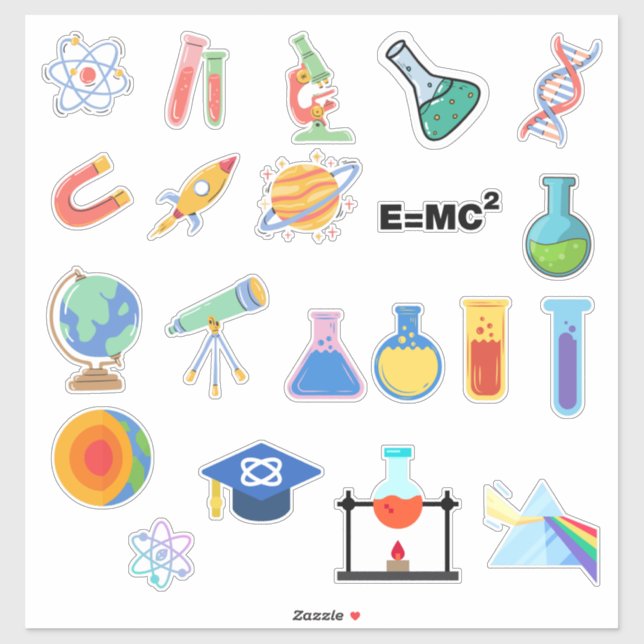 Sticker Pack d'autocollants scientifiques (Feuille)