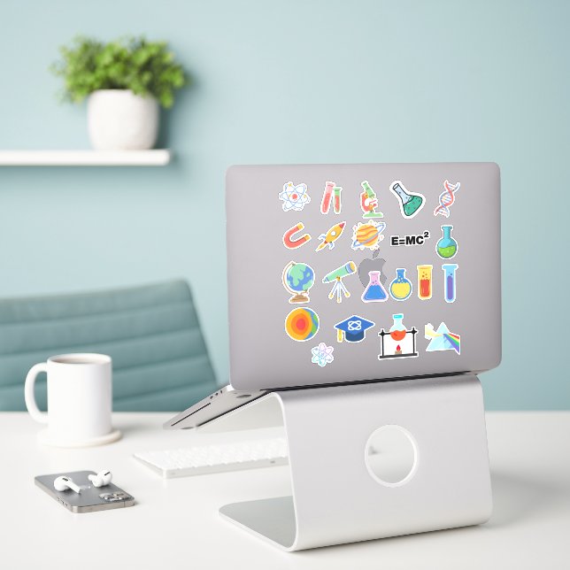 Sticker Pack d'autocollants scientifiques (Ordinateur portable sur le bureau)
