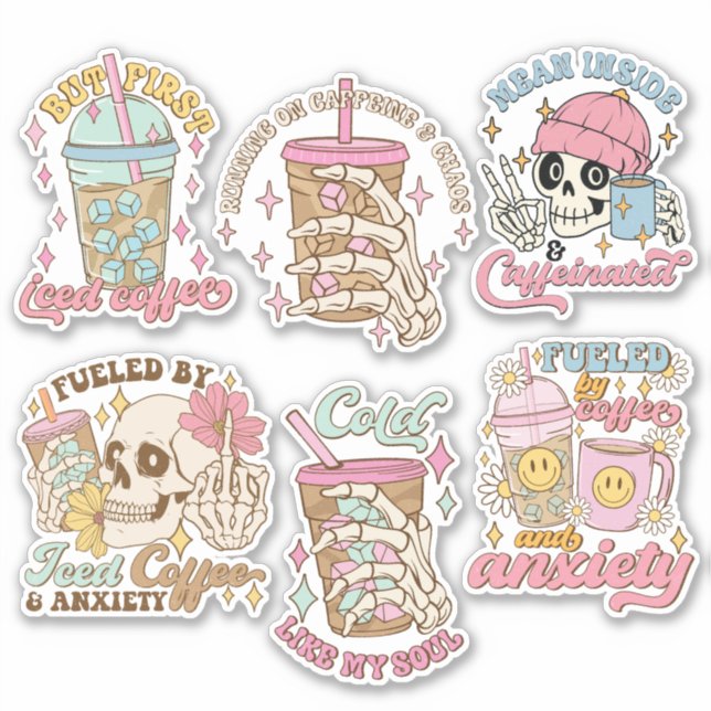 Sticker Pack d'autocollants vinyle pour devis de café amus (Devant)