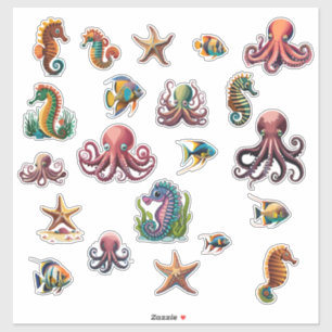 Sticker Pack de 21 pièces Sea World Étoiles de mer etc