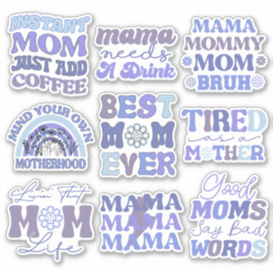 Sticker Pack de Funny Blue Retro Maman Citations Vinyl Sti
