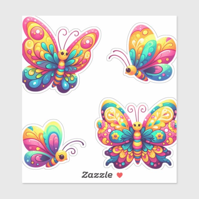 Sticker pack de papillons colorés (Feuille)