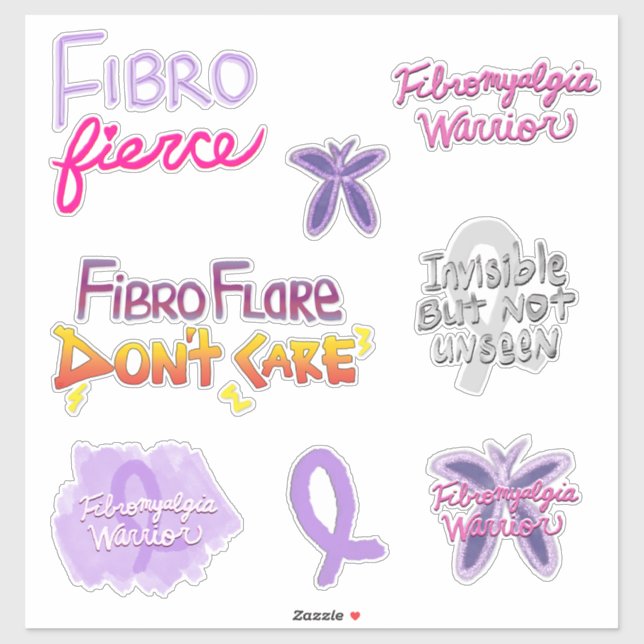Sticker Pack de variétés Fibromyalgia Warrior (Feuille)