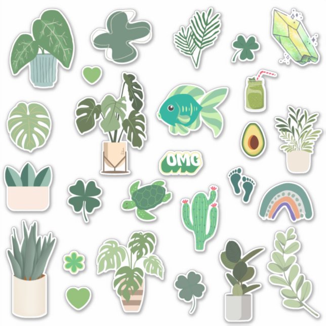 Sticker Pack esthétique vert (Devant)
