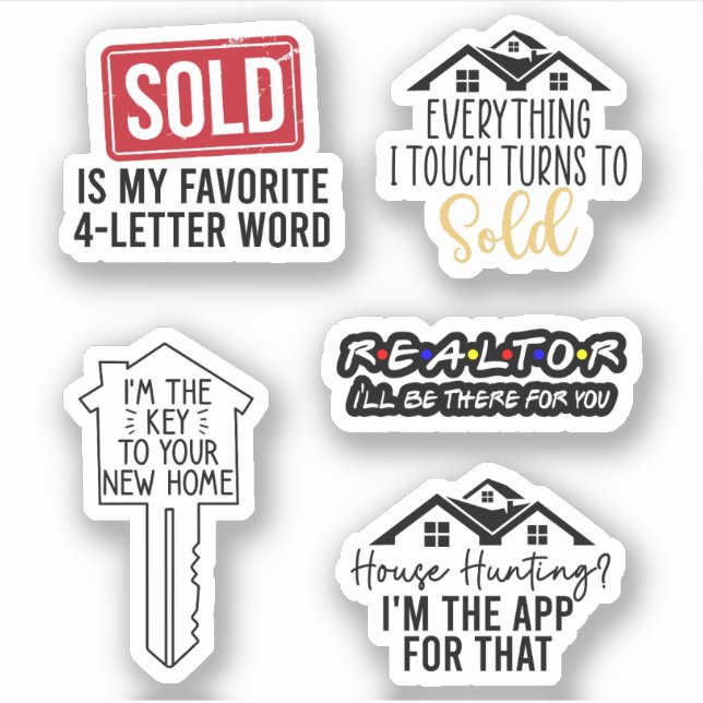 Sticker Pack immobilier idées cadeaux immobilier (Devant)