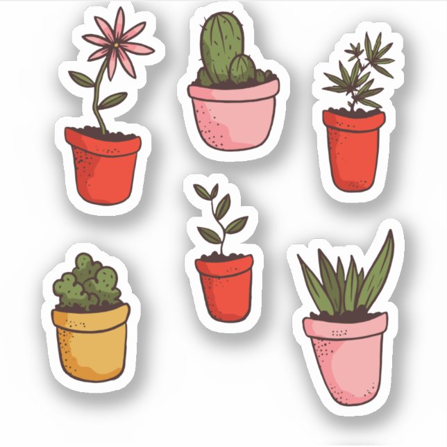 Sticker Pack Plantes et succulents en pots (Devant)