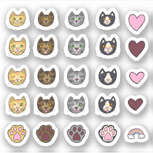 Sticker Pack pour chats à main levée paradisiaque (Devant)