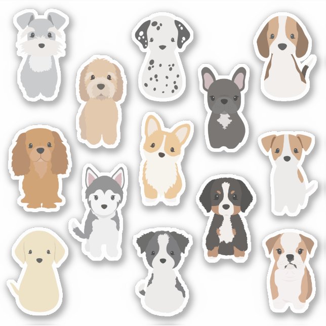 Sticker Pack pour chiot mignon pour Amoureux de le (Devant)